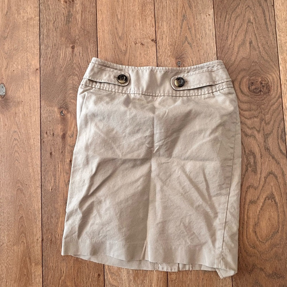 LOFT Beige Skirt with Zipper Detail